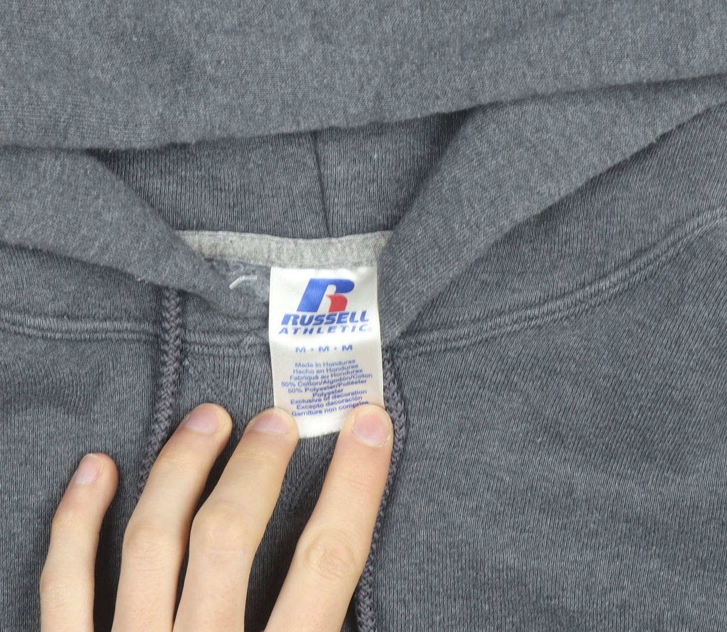 Russell Athletic Men’s Grey Pullover Hoodie M Regular Fit Fleece