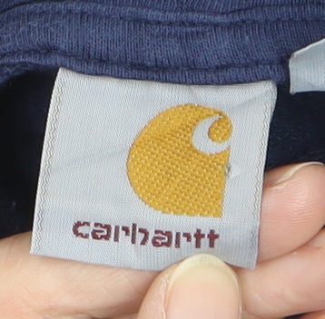 Carhartt Men’s Blue Pullover Hoodie L Cotton Logo Hooded Sweatshirt