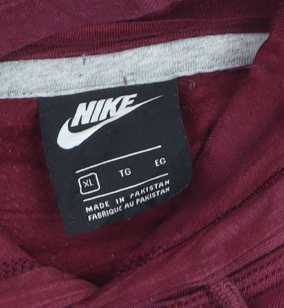 Nike Men's Red XL Pullover Hoodie with Logo