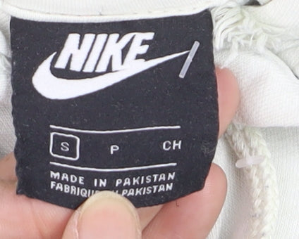 Nike Men's White Pullover Hoodie S Regular Fit Fleece Logo