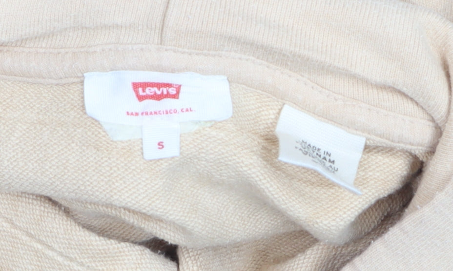 Levi's Womens Beige Pullover Hoodie Size S Cotton Logo Sweatshirt