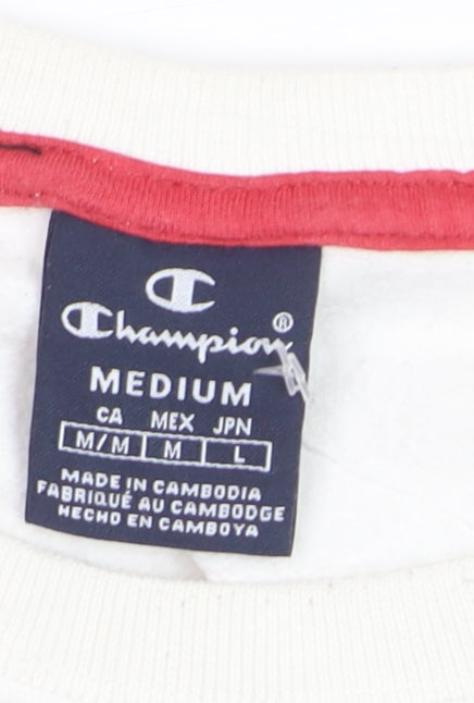 Champion Men's White Medium Crew Neck Pullover Sweatshirt