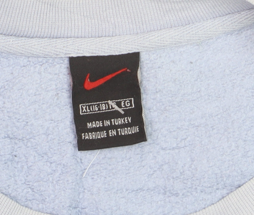 Nike Womens Blue Pullover Sweatshirt XL 80% Cotton Casual Classic