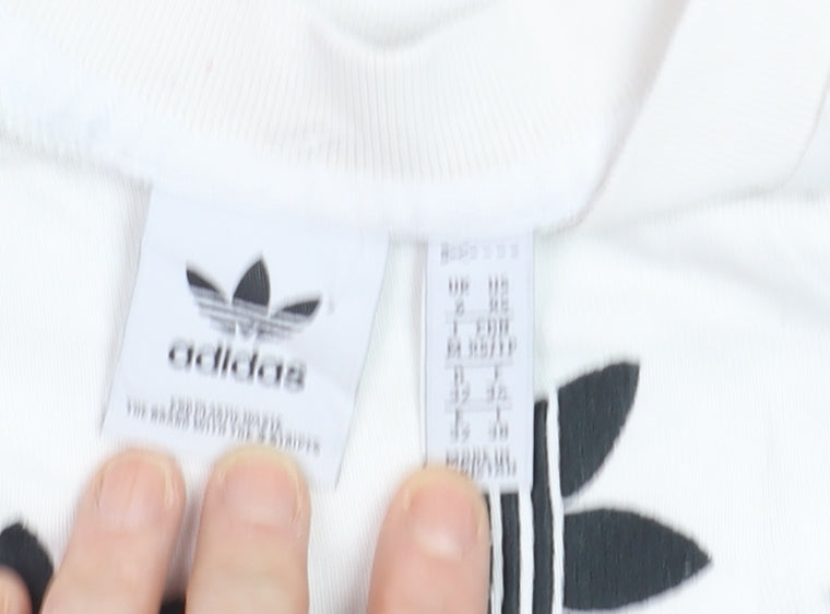 Adidas Women White Sweatshirt Size M Crew Neck Long Sleeve Pullover