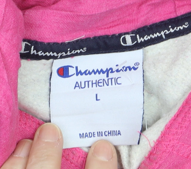 Champion Women’s Grey & Pink Pullover Hoodie Size L