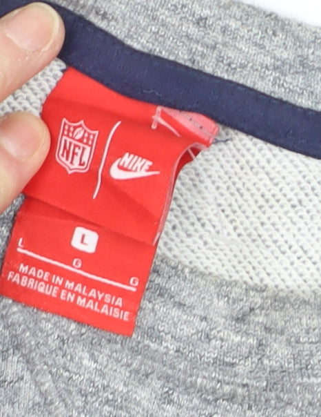Nike Men Grey Pullover Sweatshirt L Seahawks NFL Logo Crew Neck