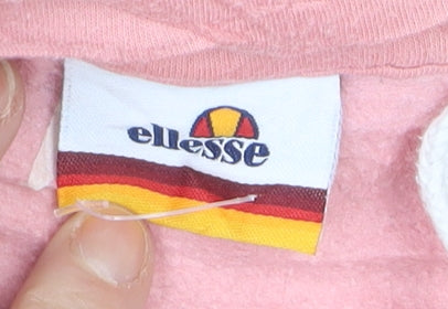 Ellesse Womens Pink Pullover Hoodie Medium Logo Print Casual