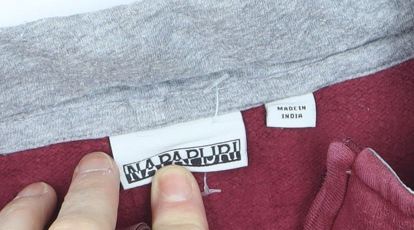 Napapijri Men's Burgundy 1/4 Zip Pullover Sweatshirt Size S