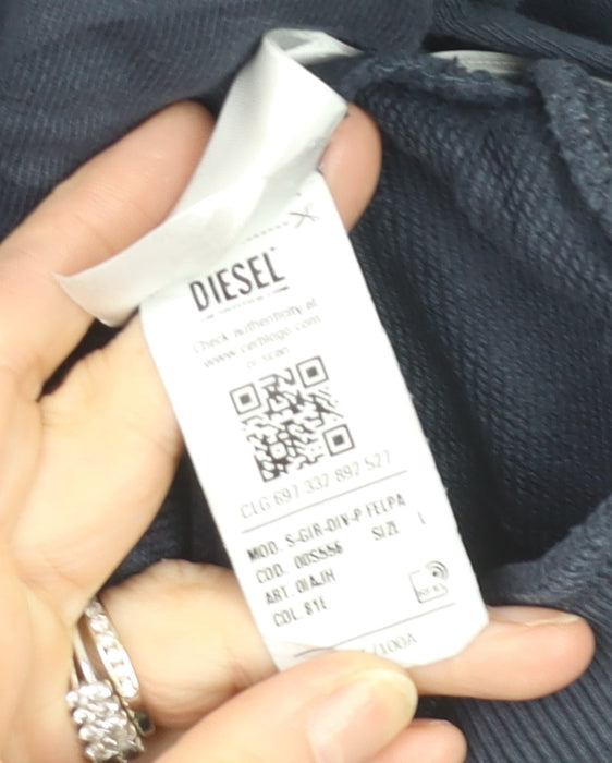 Diesel Mens Blue Crew Neck Logo Pullover Sweatshirt Size L