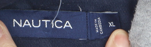 Nautica Men's Grey XL Full Zip Hoodie Lightweight Cotton Blend