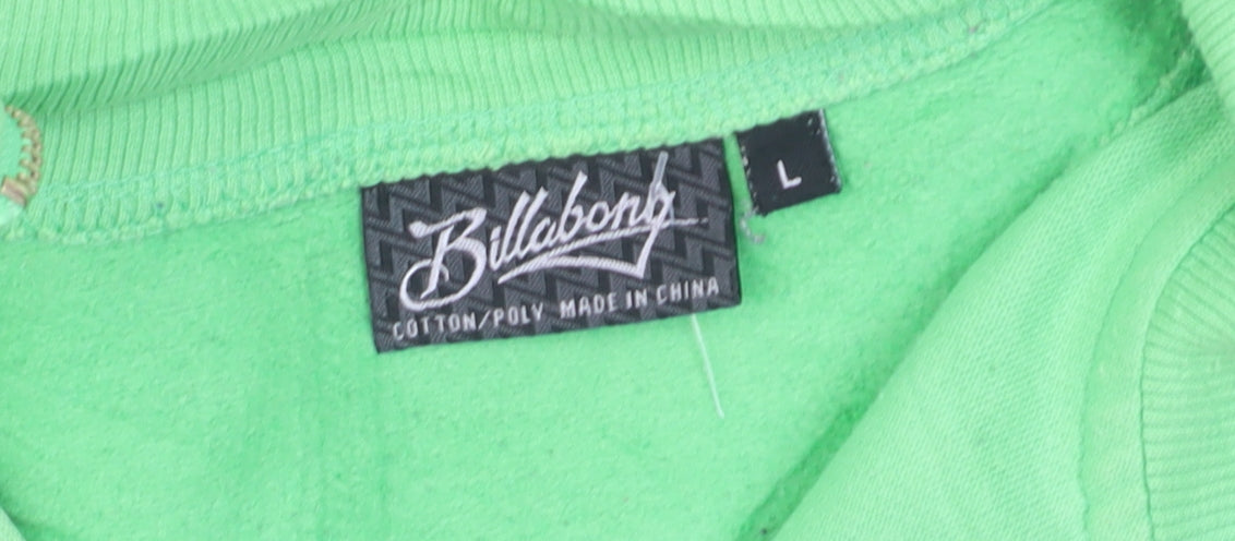 Billabong Men's Green Striped Full Zip Sweatshirt L