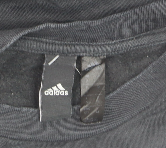 Adidas Mens Black Crew Neck Pullover Sweatshirt Size L Sports Fleece