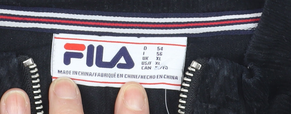 Fila Men’s Black XL Corduroy 1/2 Zip Track Jacket Retro 90s Style