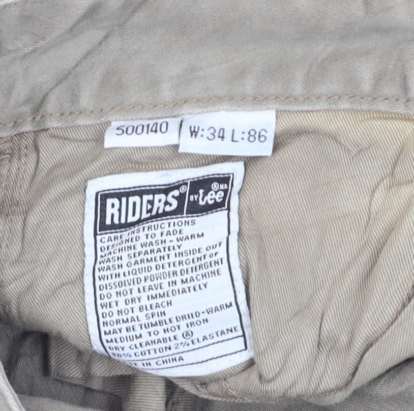 Lee Riders Men's Beige Slim Fit Chino Trousers W34 L34