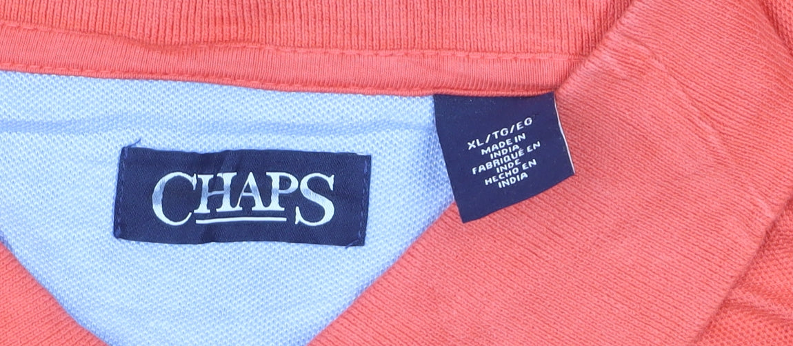 Chaps Mens Orange XL Regular Fit Short Sleeve Cotton Polo Shirt