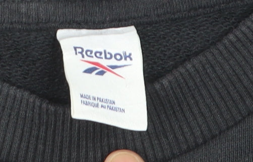 Reebok Men's Black Logo Crew Neck Pullover Sweatshirt L