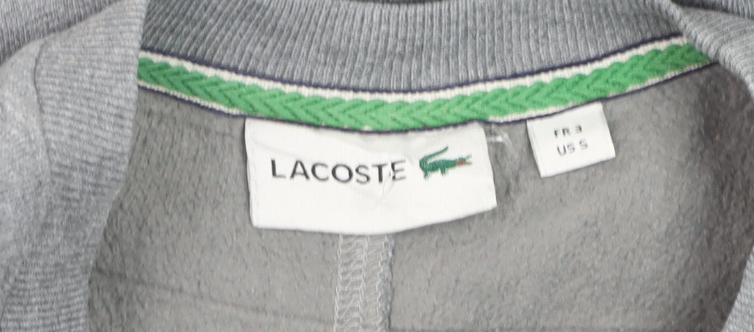 Lacoste Women Grey Pullover Sweatshirt Small Cotton Blend Logo