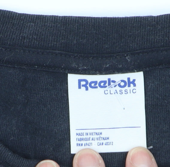 Reebok Men Black L Pullover Sweatshirt Crew Neck Classic Logo