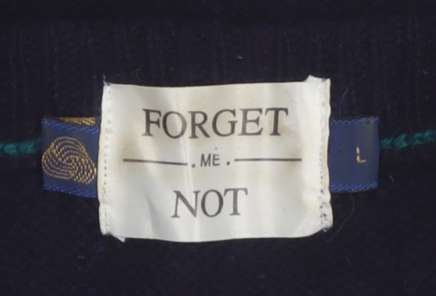Forget Me Not Women's Blue Argyle Wool Cardigan Size L