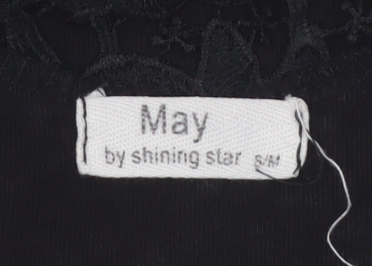 May by Shining Star Women's Black Lace Top S/M
