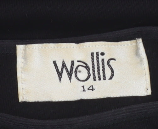 Wallis Women Black Size 14 Long Sleeve Basic Blouse
