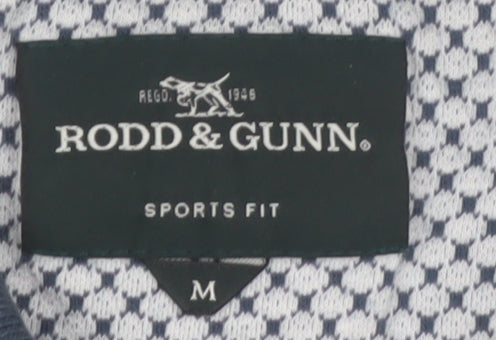 Rodd & Gunn Men's Blue Geometric Polo Shirt Size M Cotton Sports Fit