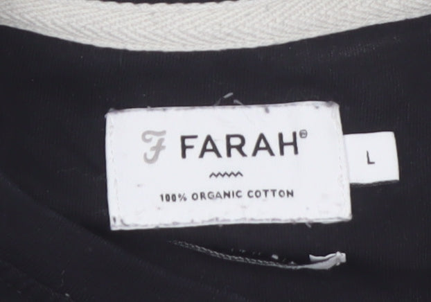 Farah Men's Black Crew Neck Short Sleeve Cotton T-Shirt L