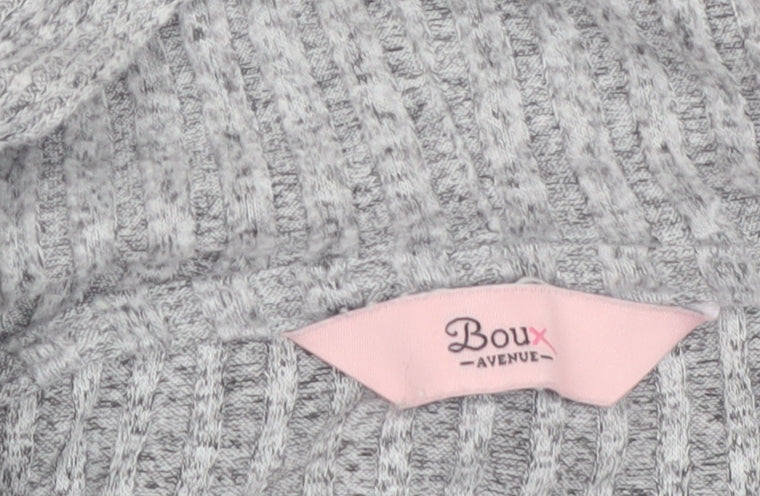 Boux Avenue Women Grey Full Zip Hooded Ribbed Sweatshirt UK 8