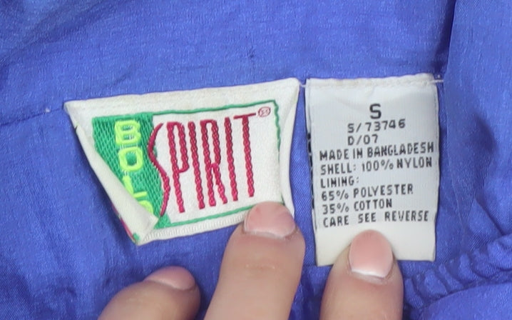 Bold Spirit Women Blue 90s Bomber Jacket Size S Nylon Zip Up
