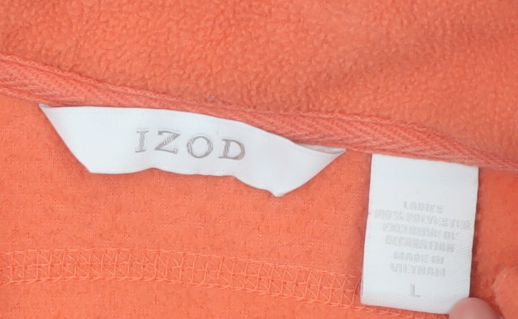 IZOD Womens Orange Fleece Full Zip Jacket Size L