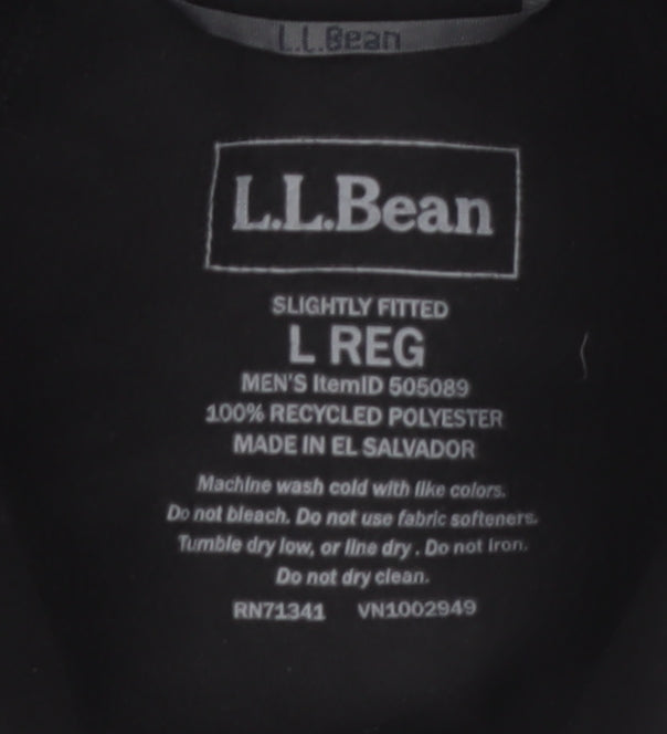 L.L.Bean Men's Black Fleece 1/4 Zip Pullover Sweatshirt L Regular