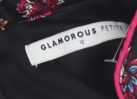 Glamorous Petite Women’s Black Floral Kimono Blouse Size 12