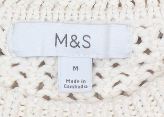 Marks & Spencer Women’s Ivory Open-Knit Polyester Pullover Jumper M