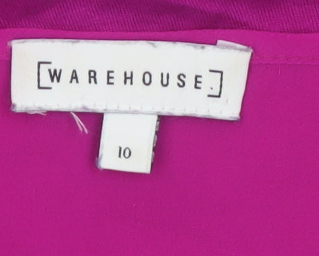 Warehouse Women Purple Chiffon V-Neck Short Sleeve Blouse Size 10