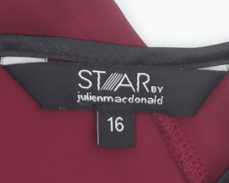 Star by Julien Macdonald Women's Red 3/4 Sleeve Blouse Size 16