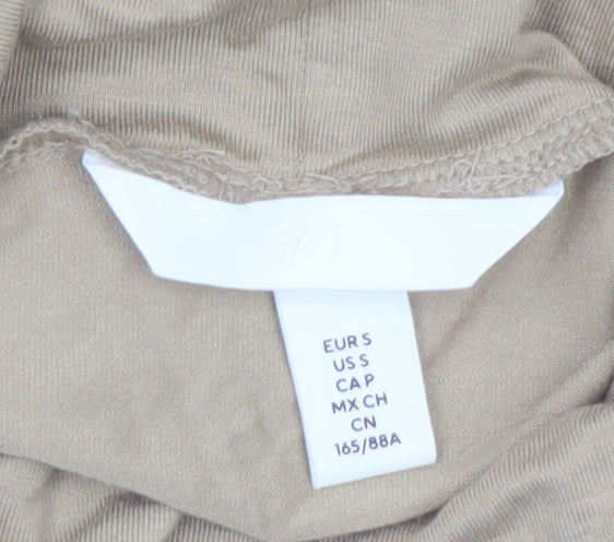 H&M Women Beige Roll Neck Long Sleeve Basic Jersey Top Size S