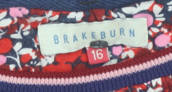 Brakeburn Womens Multicoloured Floral Cotton Tunic Blouse Size 16