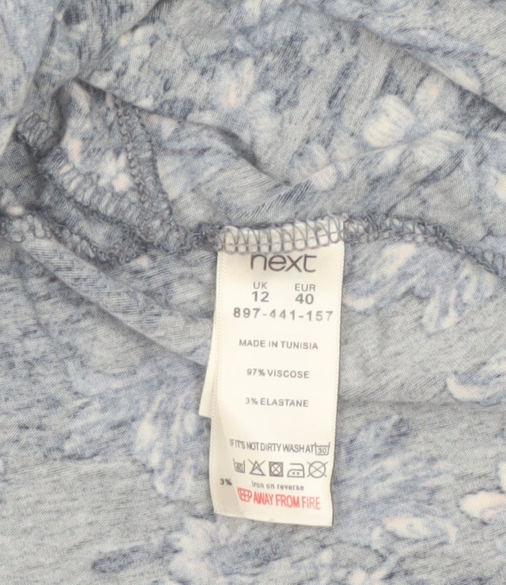 Next Women’s Grey Floral Flare Skirt Size 12 Viscose Stretch