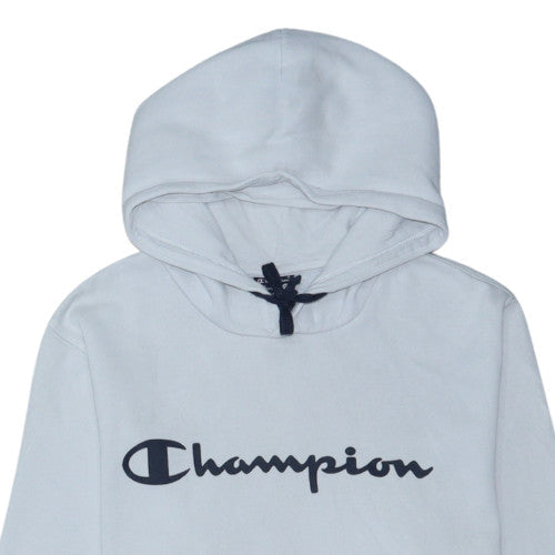 Champion Men's Light Grey Pullover Hoodie Medium Cotton Blend
