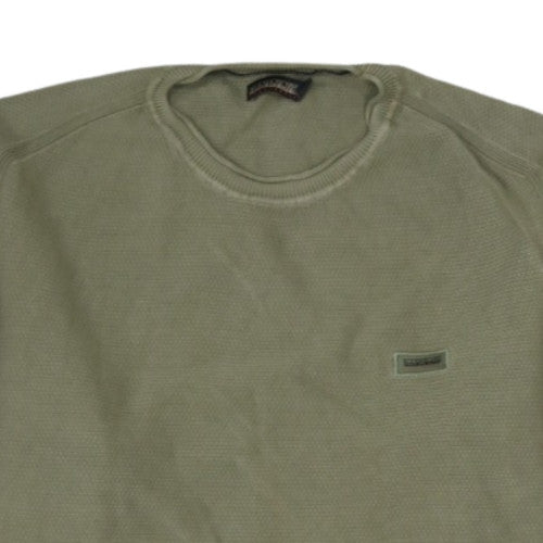 Napapijri Men's Green Cotton Waffle-Knit Pullover Jumper L