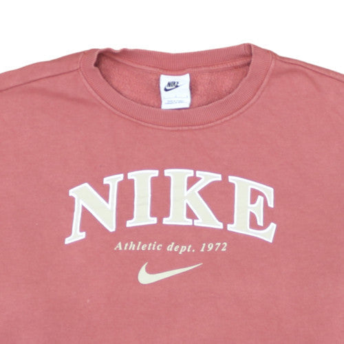 Nike Womens Pink Crew Neck Pullover Sweatshirt L Logo Print