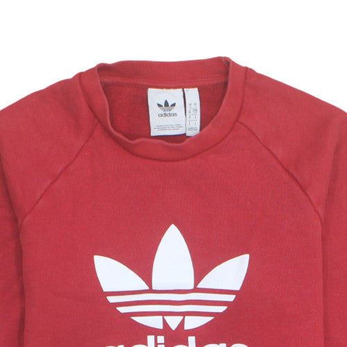 adidas Men's Red Crew Neck Logo Pullover Sweatshirt Size S