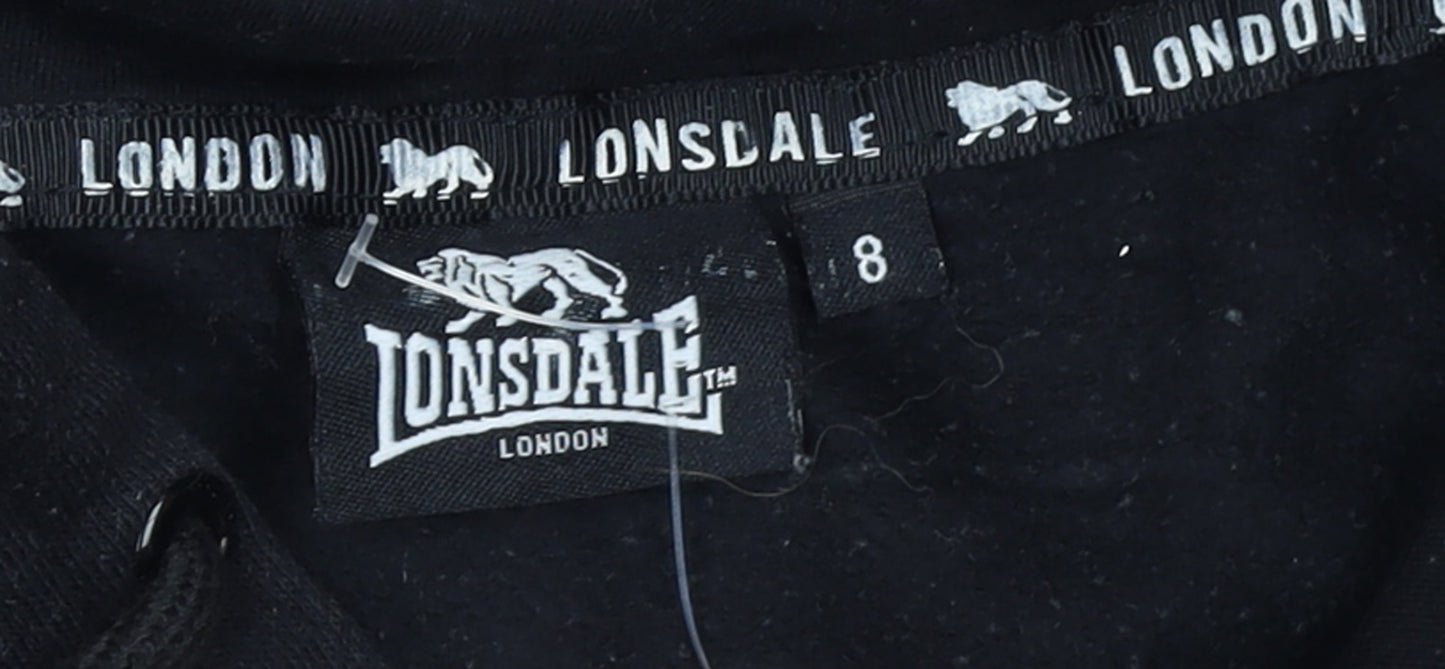 Lonsdale London Womens Black Size 8 Pullover Hoodie Sweatshirt