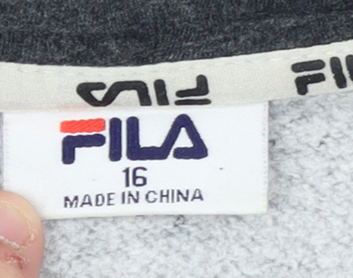 Fila Women’s Dark Grey Full Zip Hoodie Size 16 Cotton Blend