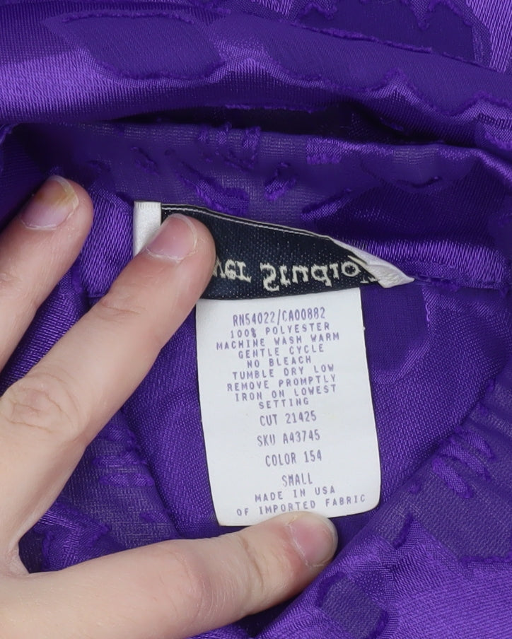 Graver Studio Women’s Purple Floral Button-Up Satin Shirt Size S