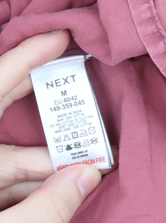 Next Women Pink Fit & Flare Long Sleeve Cotton Dress M