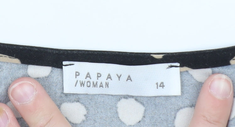 Papaya Women Black Polka Dot A-Line Dress Size 14