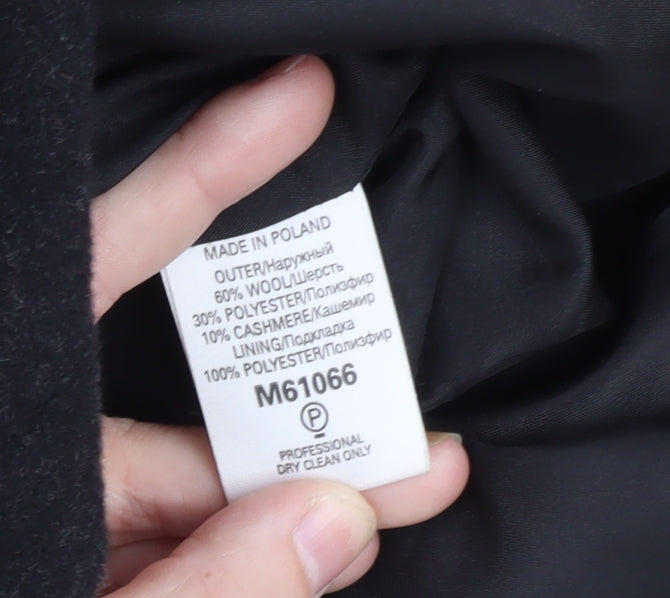 Next Men's Black Wool Cashmere Blend Mid-Length Overcoat M