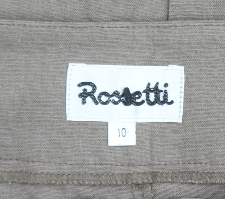 Rosetti Women Brown Linen Blend Button Front Pencil Skirt Size 10