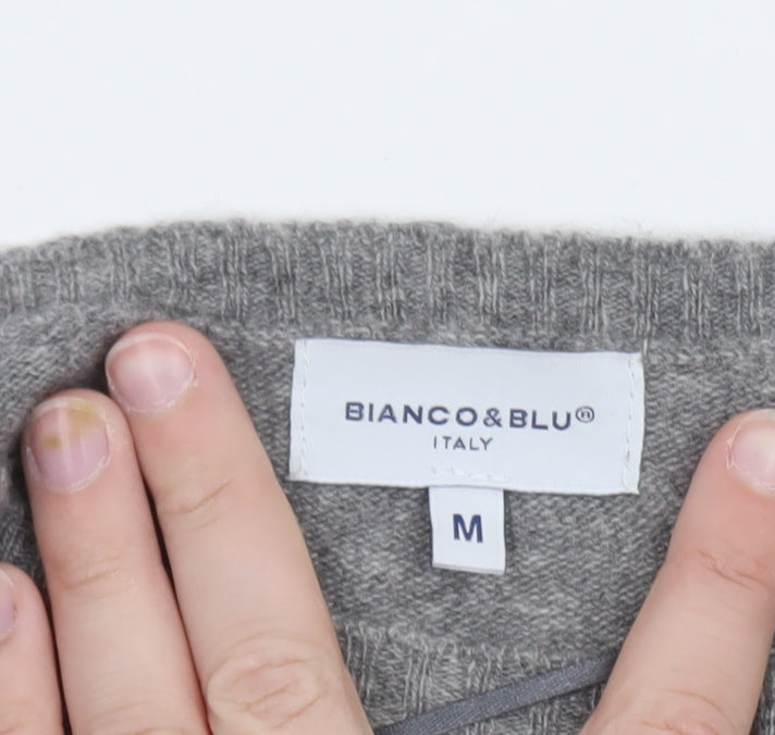 Bianco & Blu Womens Grey Wool Blend Crew Neck Pullover Jumper M